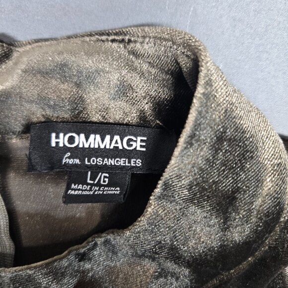 HOMMAGE Velvet Jumpsuit – Women’s Size Large – Long Sleeve Mesh V-Neck - Picture 4 of 13